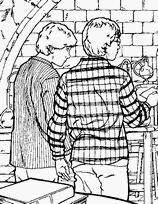 coloriage Harry potter et ron wesley en cours